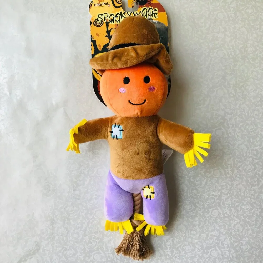 Elite Pet Spookywoof Scarecrow Halloween   Squeaky Dog Toy 12”